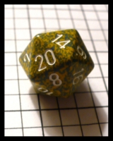 Dice : Dice - 20D - Chessex Yellow with Olive and Blue Speckles with White Numerals - Ebay June 2010